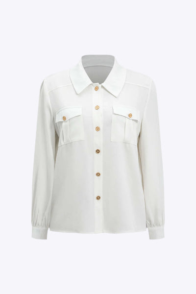 Delphine - Elegante Knopzak Vrouwelijke Lange Mouwen Shirt