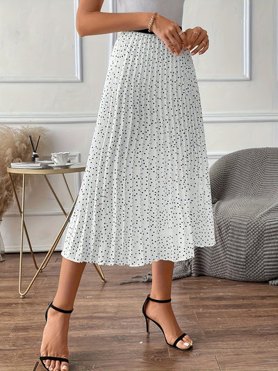 Elise | Pleated midi skirt with polka dots and high waist