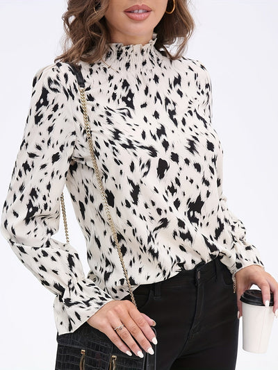 Eline | Blouse with full print and stand-up collar