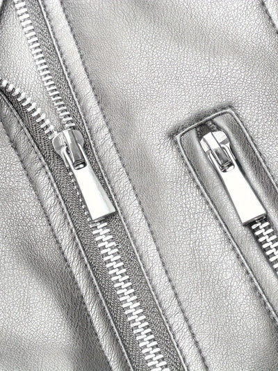 Lotte | Faux leather crop jacket with zipper and long sleeves