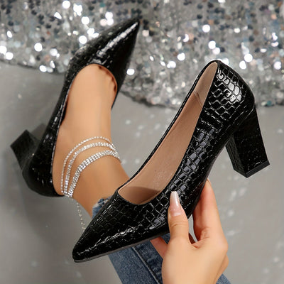 Elena | Elegant black pumps with a chunky heel