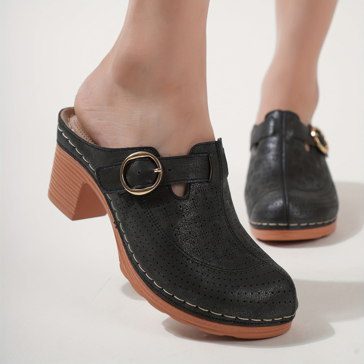 Elin | Elegant women's mules with platform and thick heels