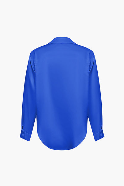 Lillian - Basic Plain Satin Women's Long Sleeve Shirt