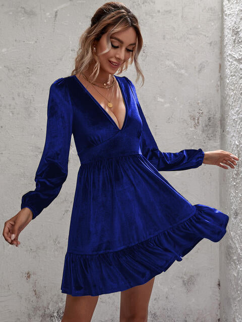 Lara - elegant fluwelen jurk met ruches