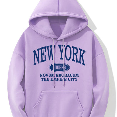 Nina | Hoodie met New Yorkse letterprint en kangoeroezak