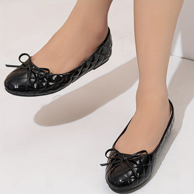 Luna | Black shiny diamond ballerinas