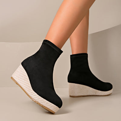 Noa | Comfortabele dames wedge-booties met ronde neus