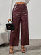 Lotte | Stylish wide imitation leather trousers with slanted pockets