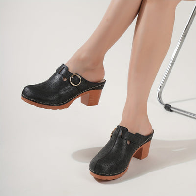 Elin | Elegant women's mules with platform and thick heels