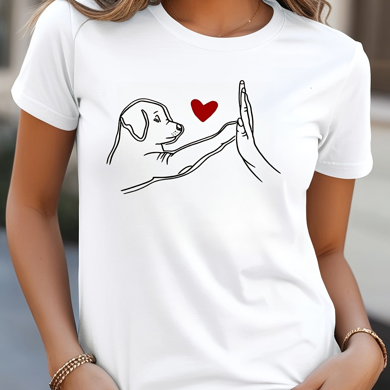Lotte | Casual dames T-shirt met hondprint