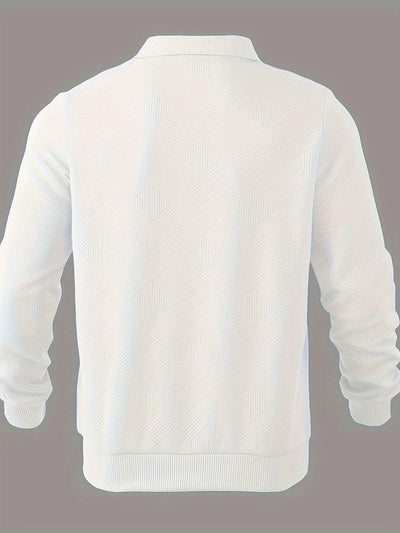 Daan | Geometrisch patroon pullover met rits en revers kraag