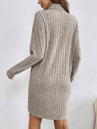 Sophie | Effen turtleneck jurk met lange mouw in gebreid materiaal
