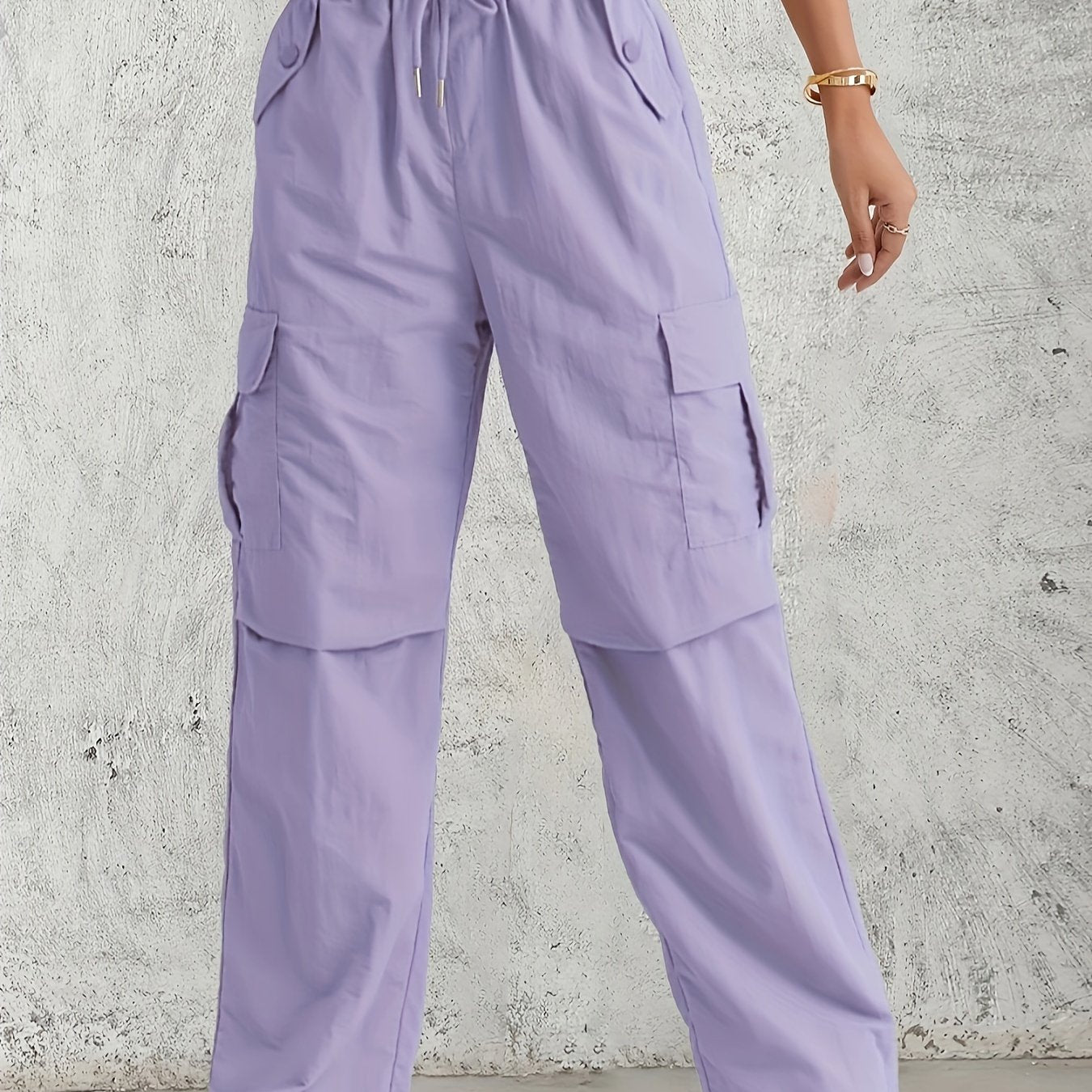 Fay | Hoge taille cargo broek in effen kleur