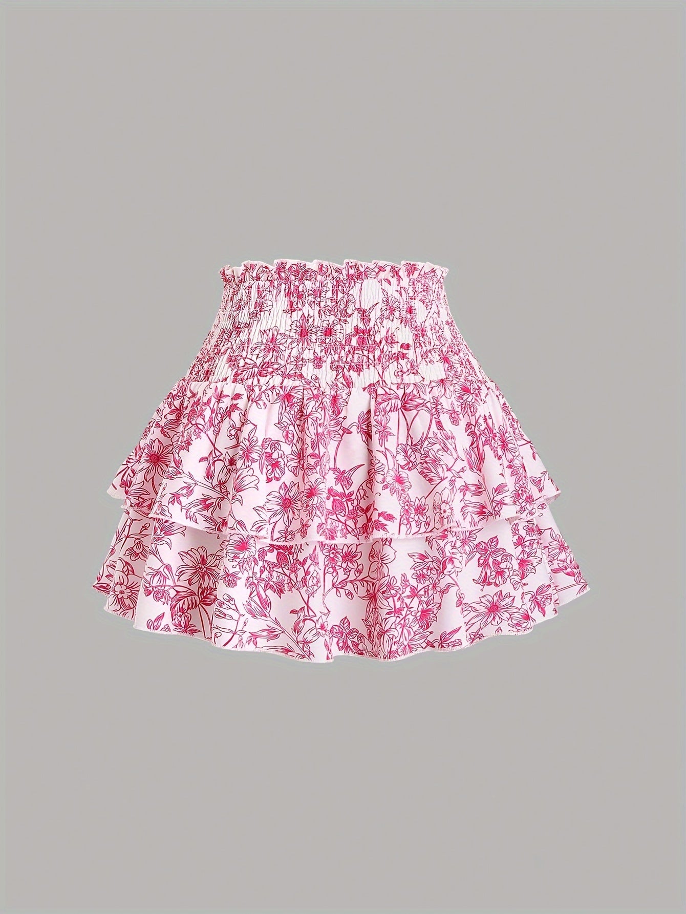 Fleurige hoge taille gelaagde rok
