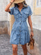 Eva | Denim jurk met kraag en knoopsluiting