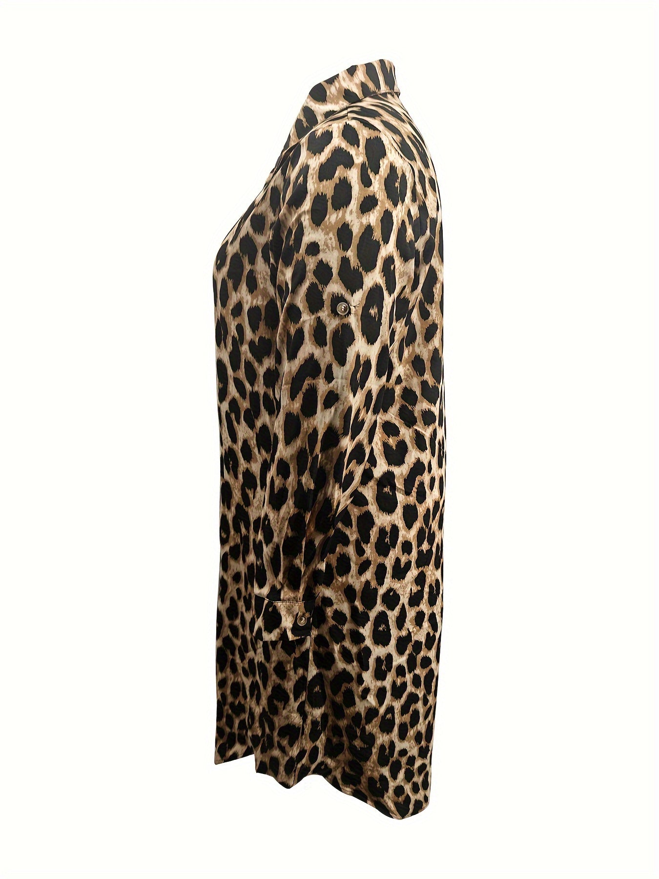 Elena | Casual luipaardprint overhemdjurk met lange mouw