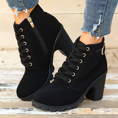 Femke | Plain color thick heel ankle boots