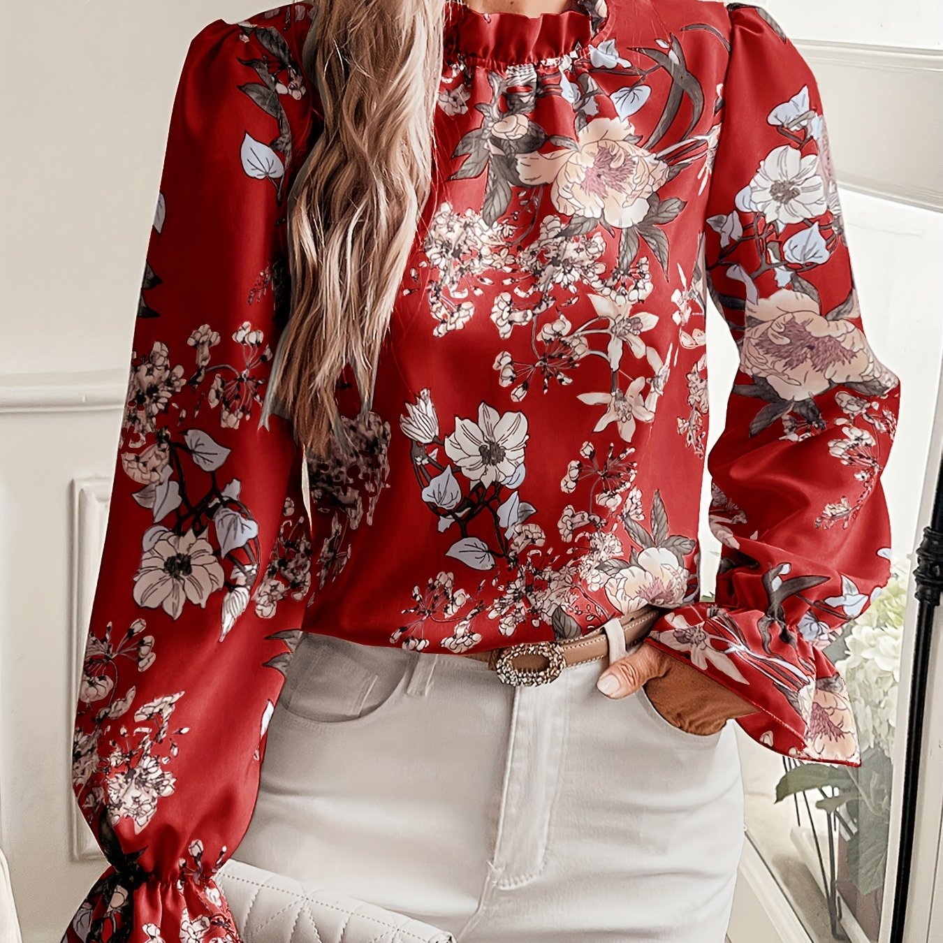 Sophie | Bloemenprint blouse met ruches