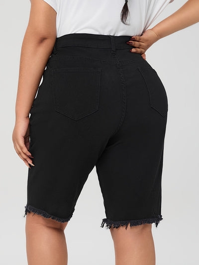 Emma | Effen blauwe denim shorts