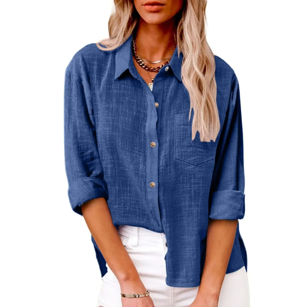 Elvira - Casual blouse met lange mouwen - Ademend katoen - Vrouwelijke pasvorm