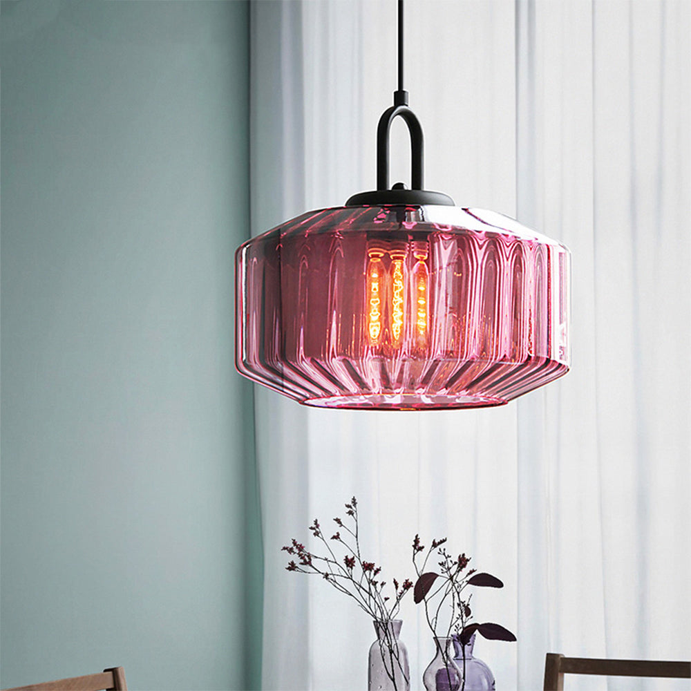 Minda - Mid Century Striped Glass Pendant Light
