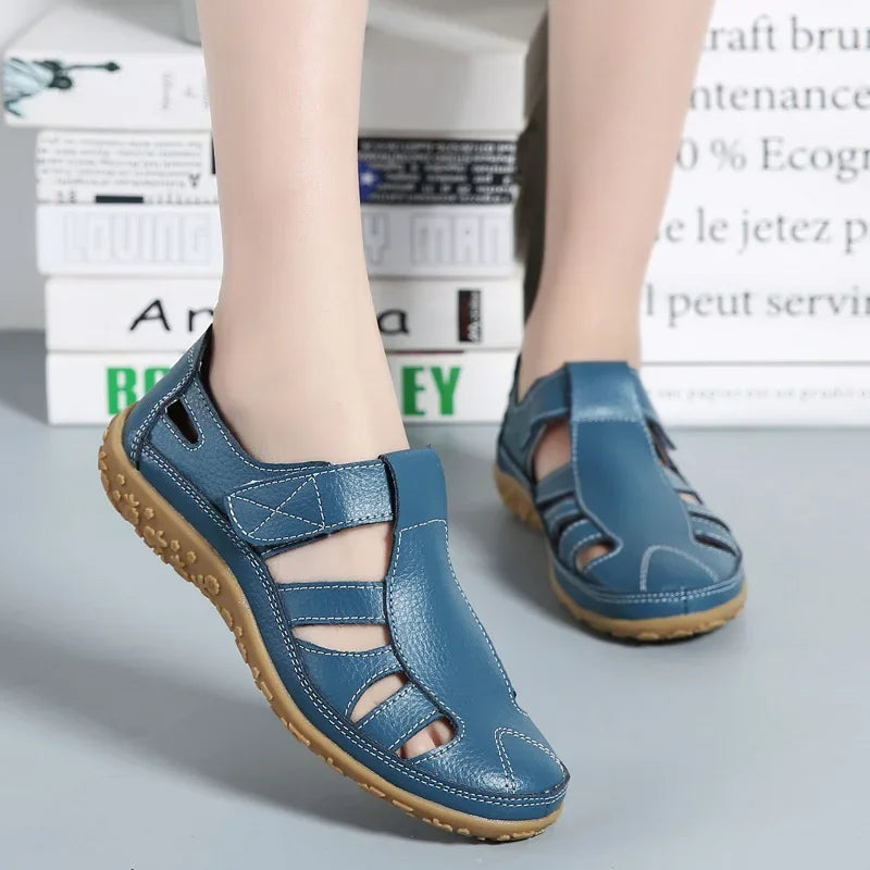 Vrouwen casual lederen zomersandalen