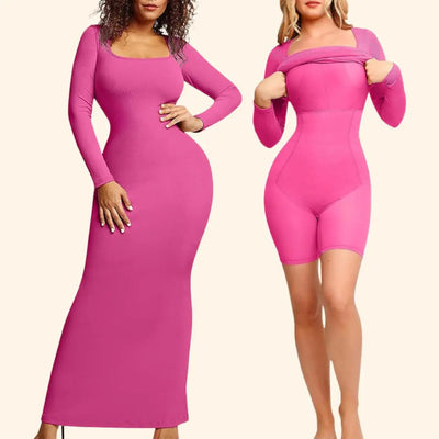 Sabina - Ultra Flattering  Shapewear Jurk met Lange Mouwen