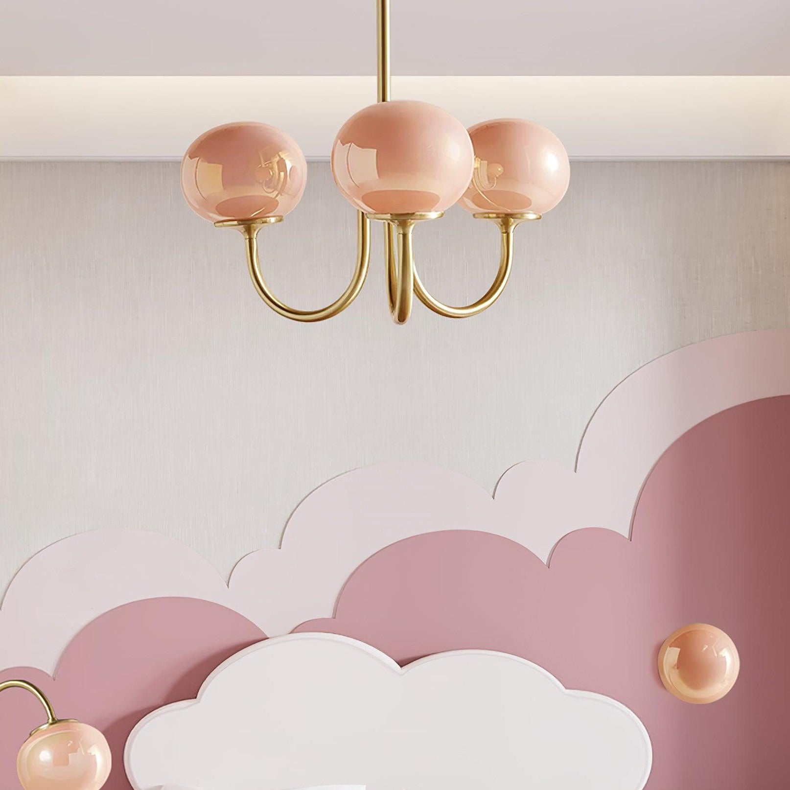 Piora - Pink Glass Bubble Chandelier