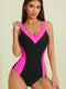 Nina | Kleurblok rugloos watersport badpak
