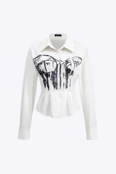 Zoey - Stijlvol Abstract Vrouwen Overhemd met Lange Mouwen