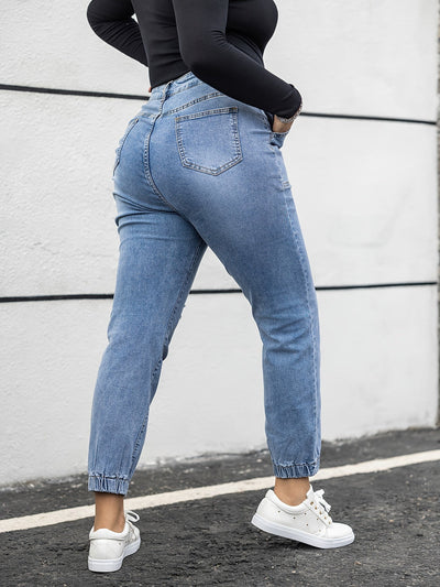 Sophie | Casual damesjeans in gewassen blauw met grote steekzakken