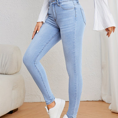 Roos | Lichtblauwe hoge taille skinny jeans
