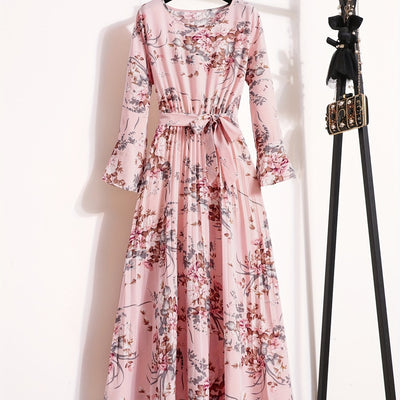 Noor | Maxi-jurk met bloemenprint en lange mouwen