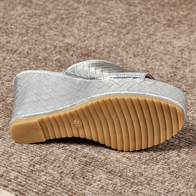 Nina | Modieuze dames peep toe wedge sandalen