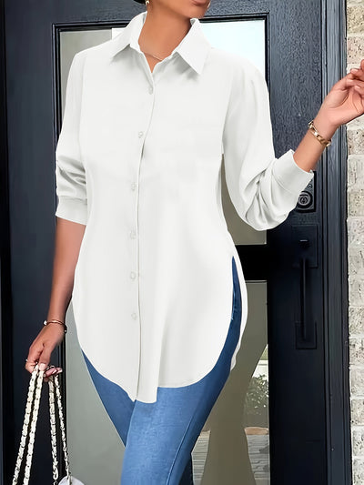 Elise | Elegant blouse with split button closure and long sleeves