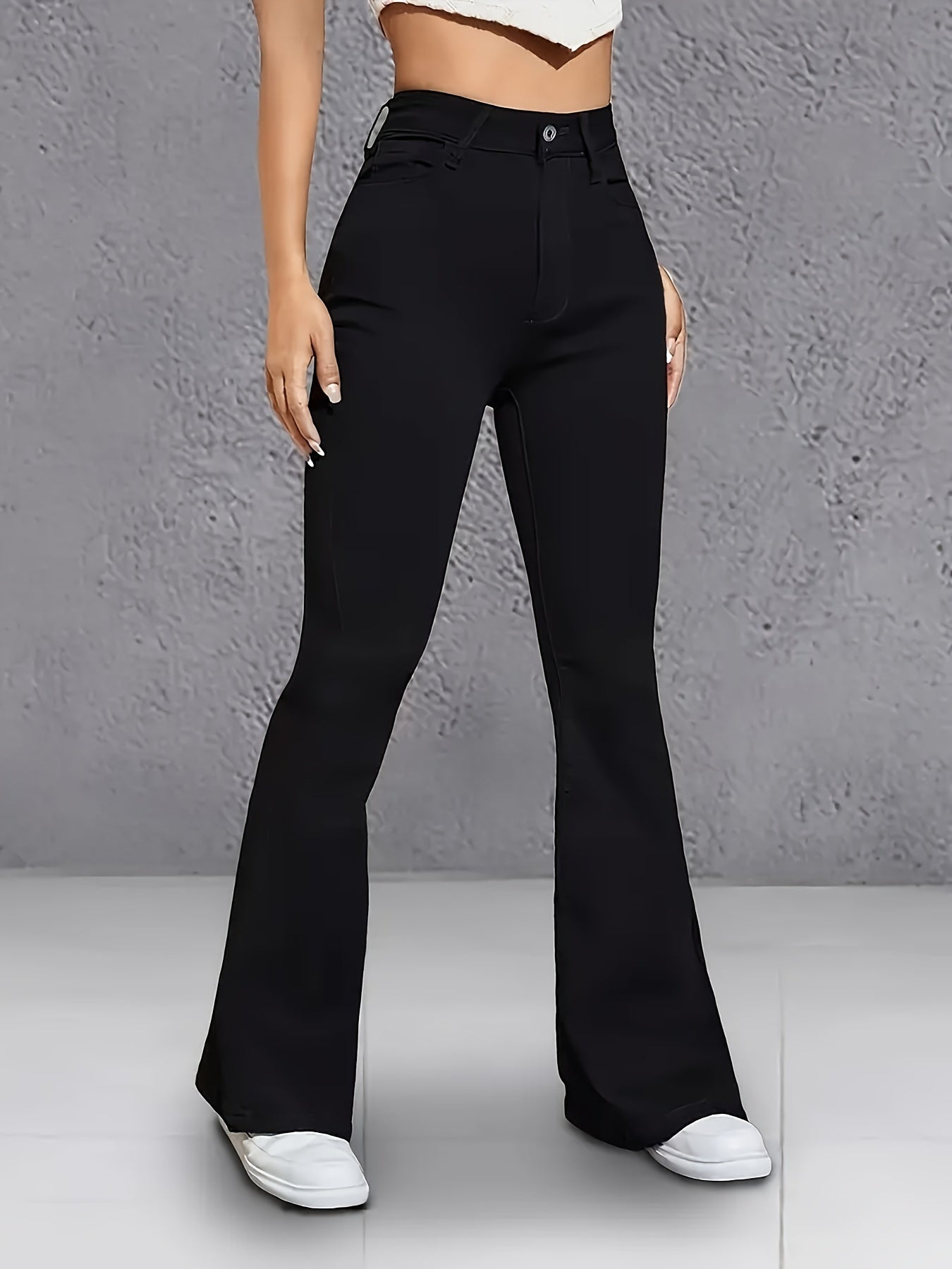 Vera | Zwarte high-waisted flare jeans