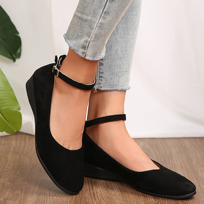 Lotte | Plain flannel ballet shoes with buckles