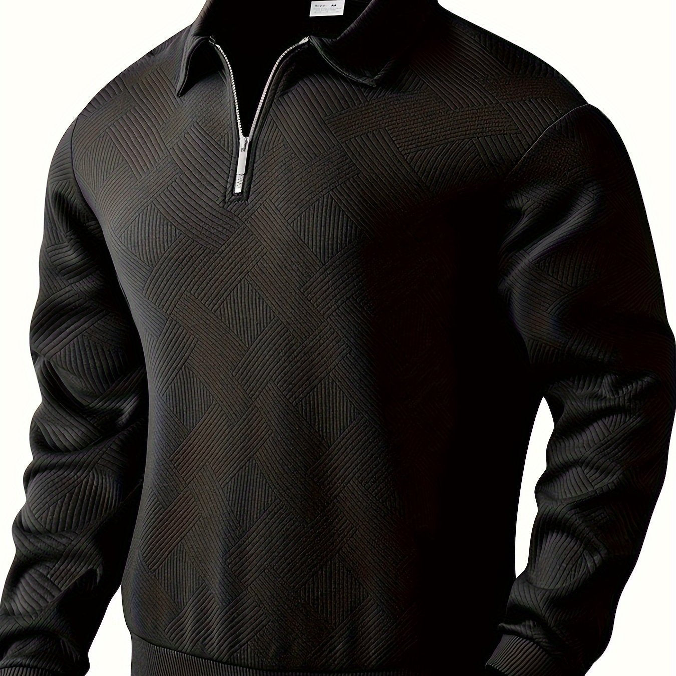 Daan | Geometrisch patroon pullover met rits en revers kraag