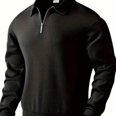 Daan | Geometrisch patroon pullover met rits en revers kraag