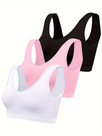 Sophie | Set van 3 effen tanktops & naadloze sport-bh