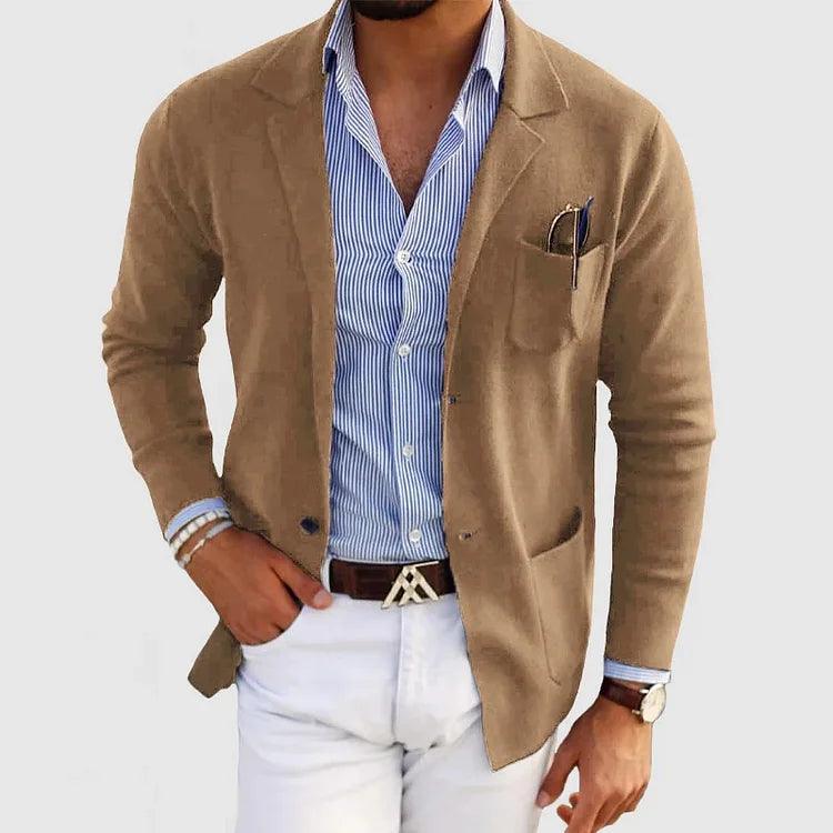 Elegant herenvest met zakken en reverskraag, effen kleur, lange mouwen