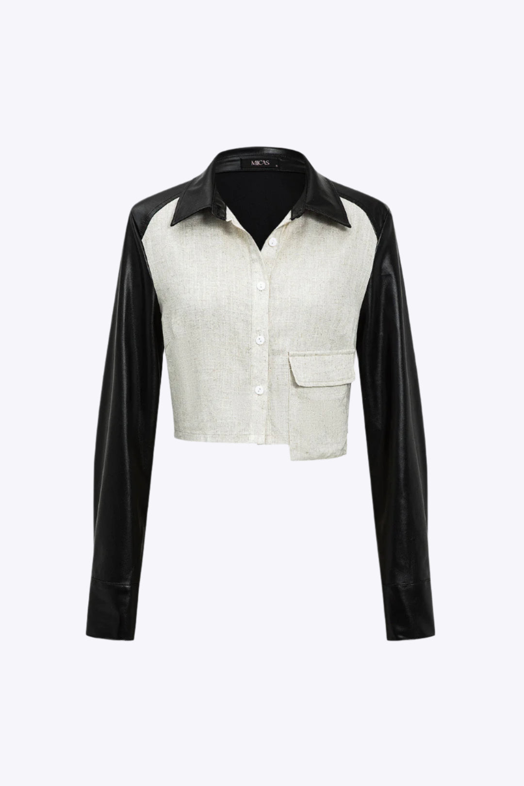 Cassie - Elegante Effen Patchwork Pocket Dames Langemouw Shirt