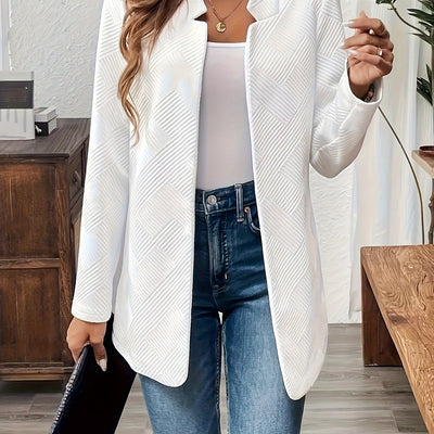 Emma | Plain textured open-front blazer with long sleeves