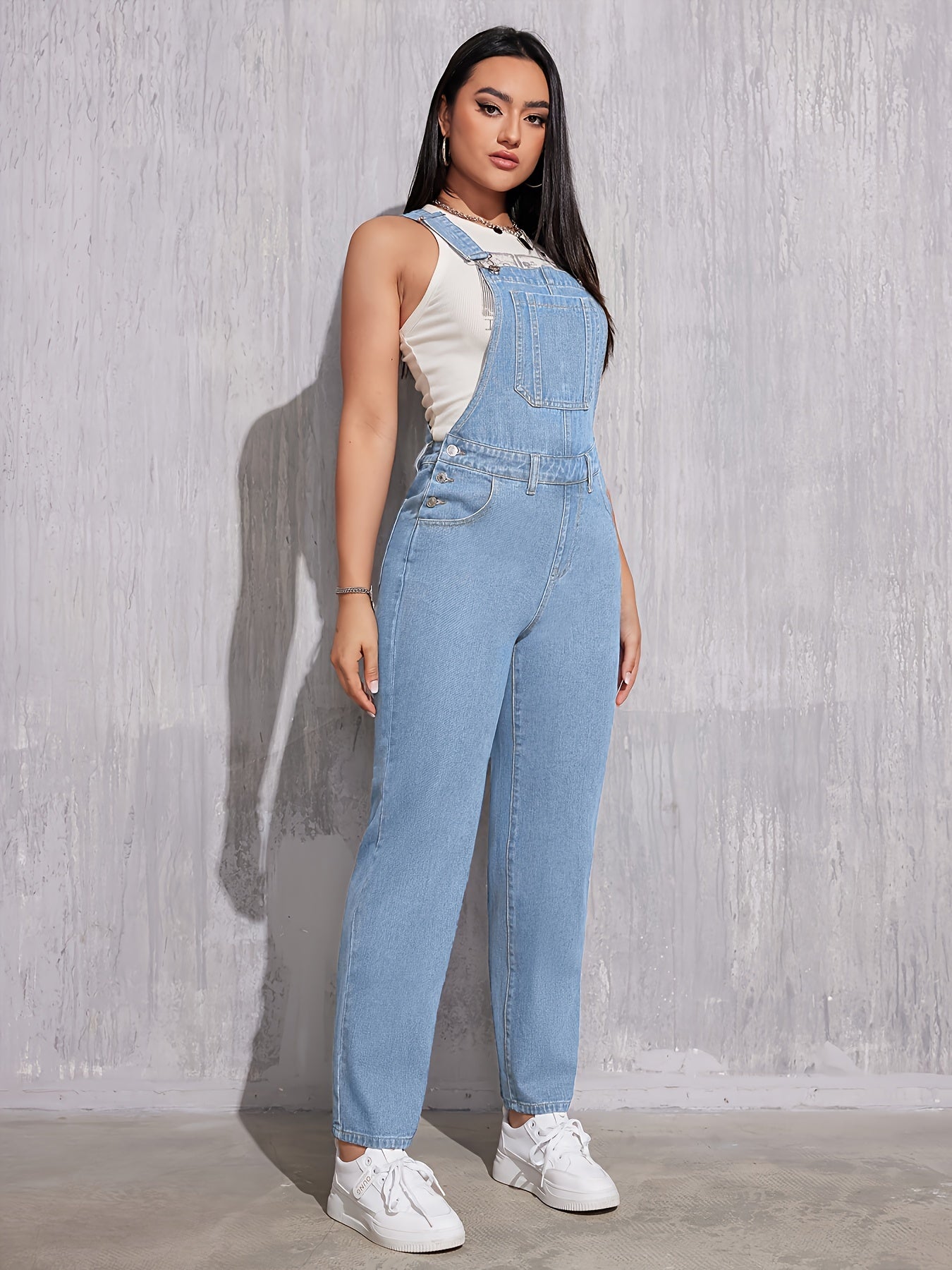 Evelien | Plain light blue denim overalls