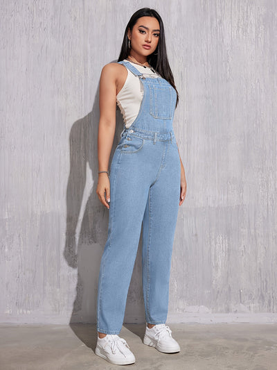 Evelien | Plain light blue denim overalls