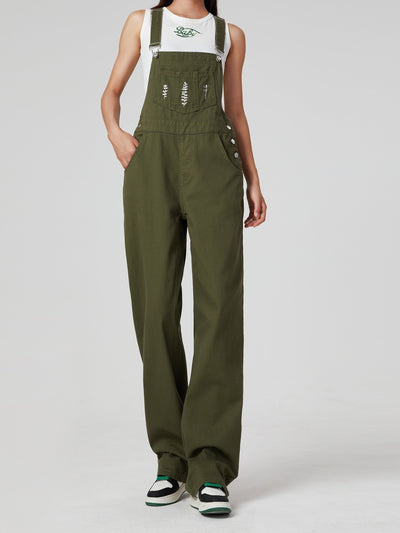 Elin | Preppy green denim overalls