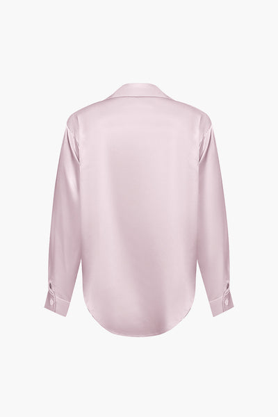 Lillian - Basic Plain Satin Women's Long Sleeve Shirt