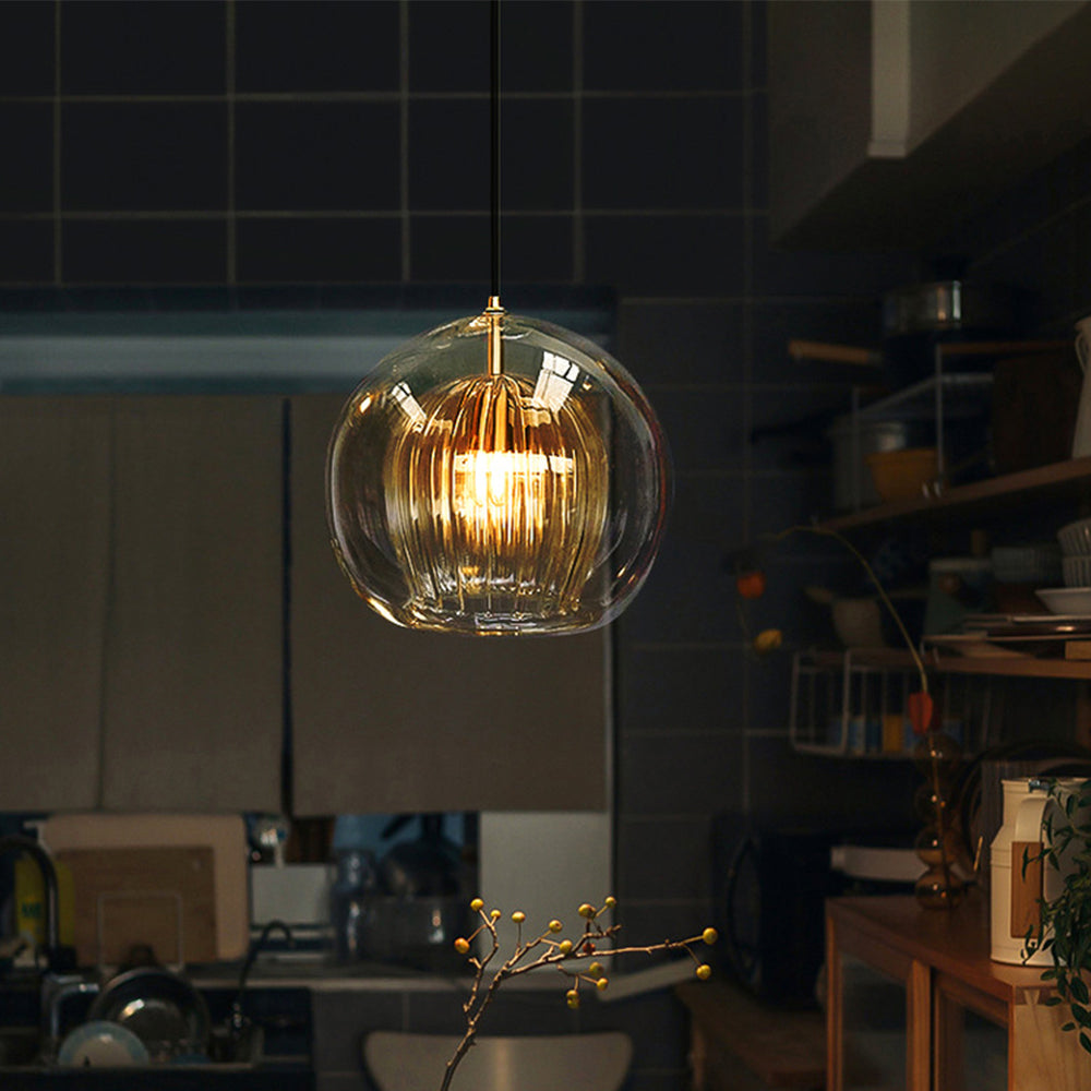 Hailenor - Glass Pendant Light Clear Amber LED