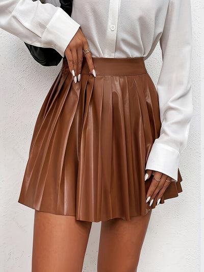 Elise | Elegant pleated faux leather skirt