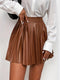 Elise | Elegant pleated faux leather skirt